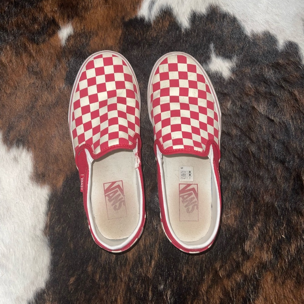 Womens Red Checkered Vans